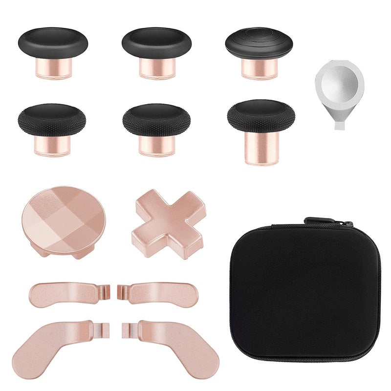VANPARK Accessories for Xbox One Elite Series 2 Controller(Model 1797), Metal Thumbsticks Paddles Joysticks Replacement Parts Kits Compatible with Xbox Elite Wireless Controller Series 2 Core(Black&RosyGold) - Image 1